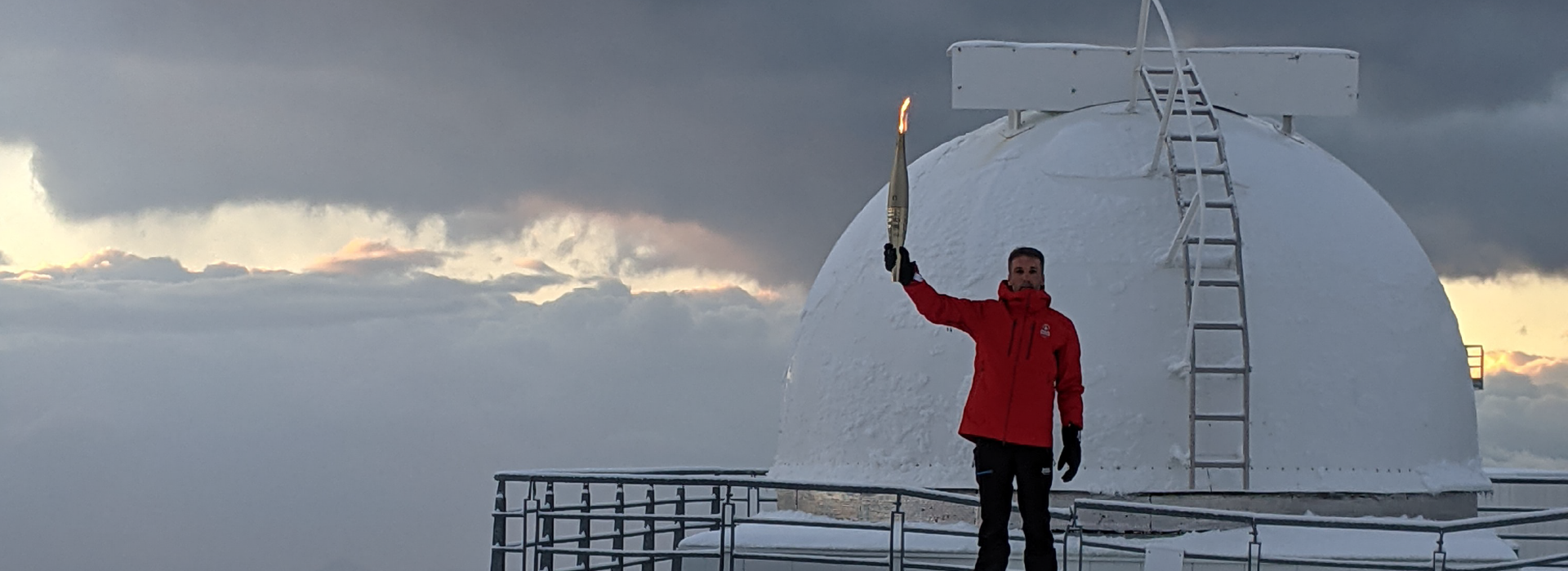 Passage de la Flamme olympique à l'Observatoire du Pic du Midi
