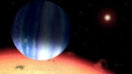 Vue d’artiste du Jupiter chaud Tau Boo b en orbite proche autour de son étoile
